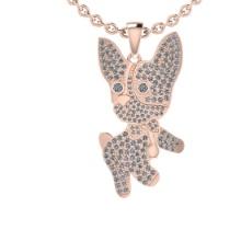 1.31 Ctw SI2/SI1 Diamond Style Prong Set 18K Rose Gold chinese year of the Dog Necklace (ALL DIAMOND