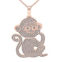 5.26 Ctw SI2/SI1 Diamond Style Prong Set 18K Rose Gold chinese year of the Monkey Necklace (ALL DIAM