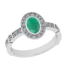 1.07 Ctw VS/SI1 Emerald And Diamond 14K White Gold Wedding Ring