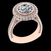4.70 Ctw VS/SI1 Diamond Prong Set 18K Rose Gold Engagement Ring