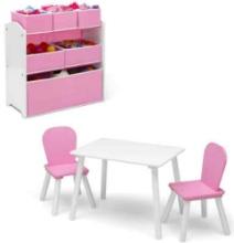 Delta Children 4-Piece Room Solution 6 Bin Design & Store Organizer, 2 Chair & Table Set