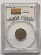 1909 VDB Lincoln Wheat Small Cent PCGS Genuine