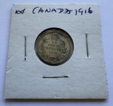 1916 CANADA 10 CENTS GEORGE V COIN