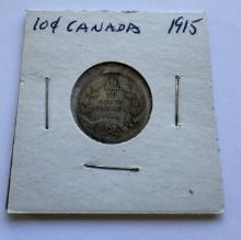 1915 CANADA 10 CENTS GEORGE V COIN