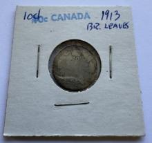 1913 CANADA 10 CENTS GEORGE V COIN