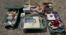 Lot of storage boxes with mixed items for Christmas