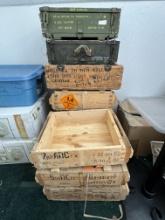 Lot of Ammo crates and civil gas mask boxes