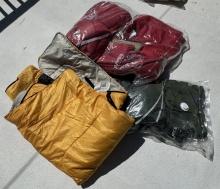 Lot of sleeping bags and useful items
