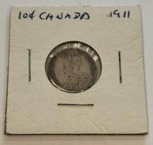 1911 Canada 10 Cents Silver Coin - Edward VII