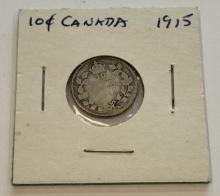 1915 Canada 10 Cents Silver Coin - Edward VII