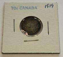 1919 Canada 10 Cents Silver Coin - Edward VII