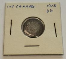 1913 Canada 10 Cents Silver Coin - Edward VII