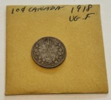 1918 Canada 10 Cents Silver Coin - Edward VII