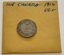 1912 Canada 10 Cents Silver Coin - Edward VII