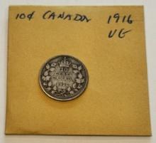 1916 Canada 10 Cents Silver Coin - Edward VII