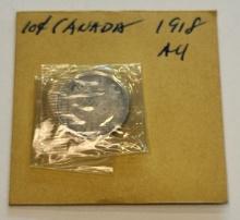 1918 Canada 10 Cents Silver Coin - Edward VII