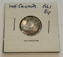 1961 Canada 10 Cents Silver Coin - Elizabeth II