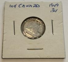 1949 Canada 10 Cents Silver Coin - Elizabeth II
