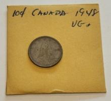 1948 Canada 10 Cents Silver Coin - Elizabeth II