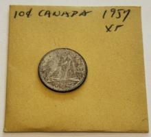 1957 Canada 10 Cents Silver Coin - Elizabeth II