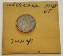1948 Canada 10 Cents Silver Coin - Elizabeth II