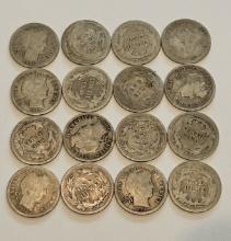 Lot of 16 Vintage Barber Dime coins