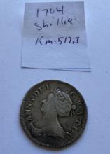 1704 QUEEN ANNE SHILLING COIN