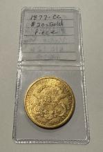 1877 CC TWENTY DOLLAR GOLD COIN MS 60