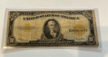 1922 Series $10 Dollars Gold Certificate Note - Michael Hillegas Bill