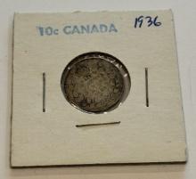 1936 Canada 10 Cents Silver Coin - Edward VII