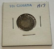 1917 Canada 10 Cents Silver Coin - Edward VII