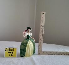 Vtg Goebel Lady Figurine FF118 Southern Belle - Green & Yellow Dress Gown