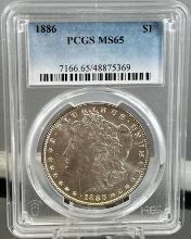 1886 Morgan Silver Dollar in MS65 PCGS Holder