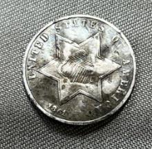 1861 Three cent silver coin