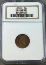 1903 US Indianhead Cent in MS65 BN NGC Holder