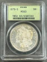 1879-S Morgan Silver Dollar on PCGS MS63 Holder