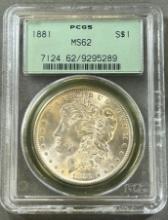 1881 Morgan Silver Dollar in MS62 PCGS Holder