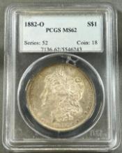 1882-O Morgan Silver Dollar in PCGS MS62 Holder