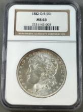 1882O/S Morgan Dollar in MS63 NGC Holder