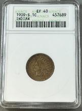 1909-S Indianhead Cent in ANACS EF40 Holder