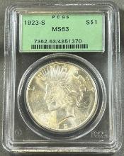 1923-S Peace Silver Dollar in PCGS MS63 holder