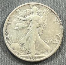 1917-S Reverse US Walking Liberty Half Dollar, 90% silver