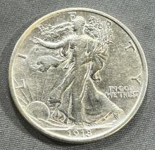 1918-D Reverse US Walking Liberty Half Dollar, 90% Silver