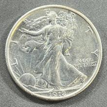 1918 US Walking Liberty Half Dollar, 90% silver