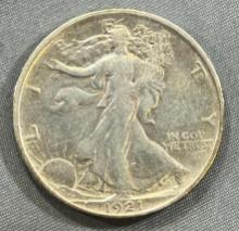 1921 US Walking Liberty Half Dollar, 90% silver