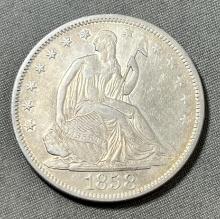 1858 Seated Liberty Half Dollar, FULL LIBERTY