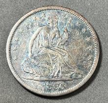 1866-S Seated Liberty Half Dollar. Full LIBERTY