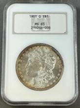 1901-O Morgan Silver Dollar in NGC MS65 Holder