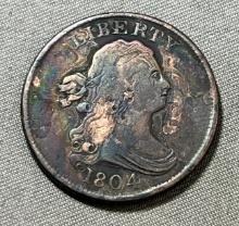 WOW 1804 Draped Bust Half Cent, Early Type Coin