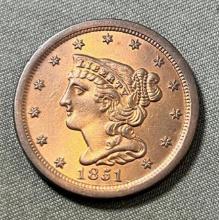 1851 Braided Liberty Head Half cent, FULL LIBERTY